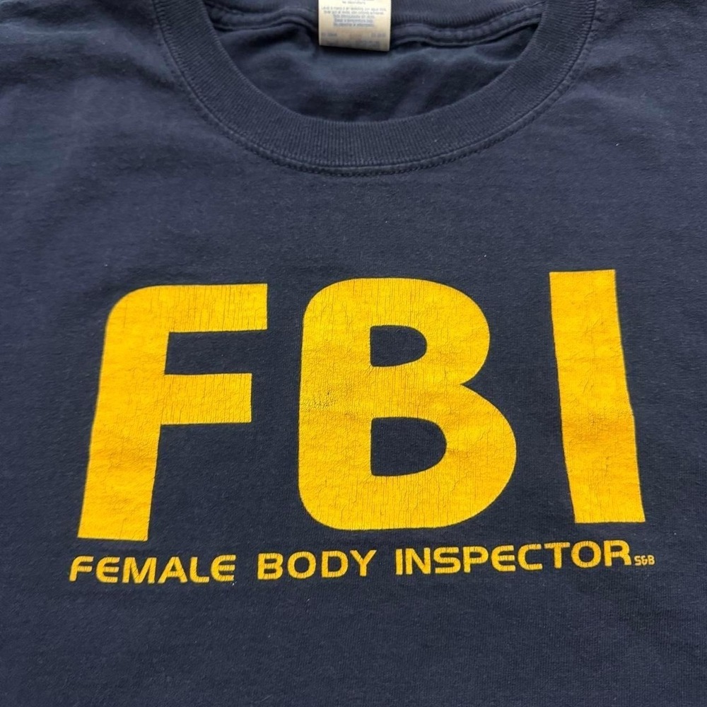 Vintage Y2K FBI Female Body Inspector Long Sleeve T-Shirt Tee Funny Humor Parody - Picture 5 of 6